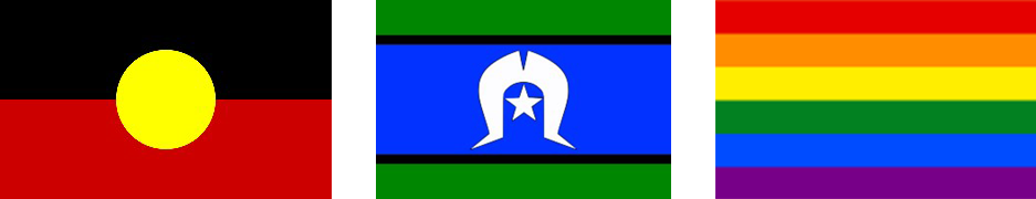 Aboriginal, Torres-strait, LGBT flags